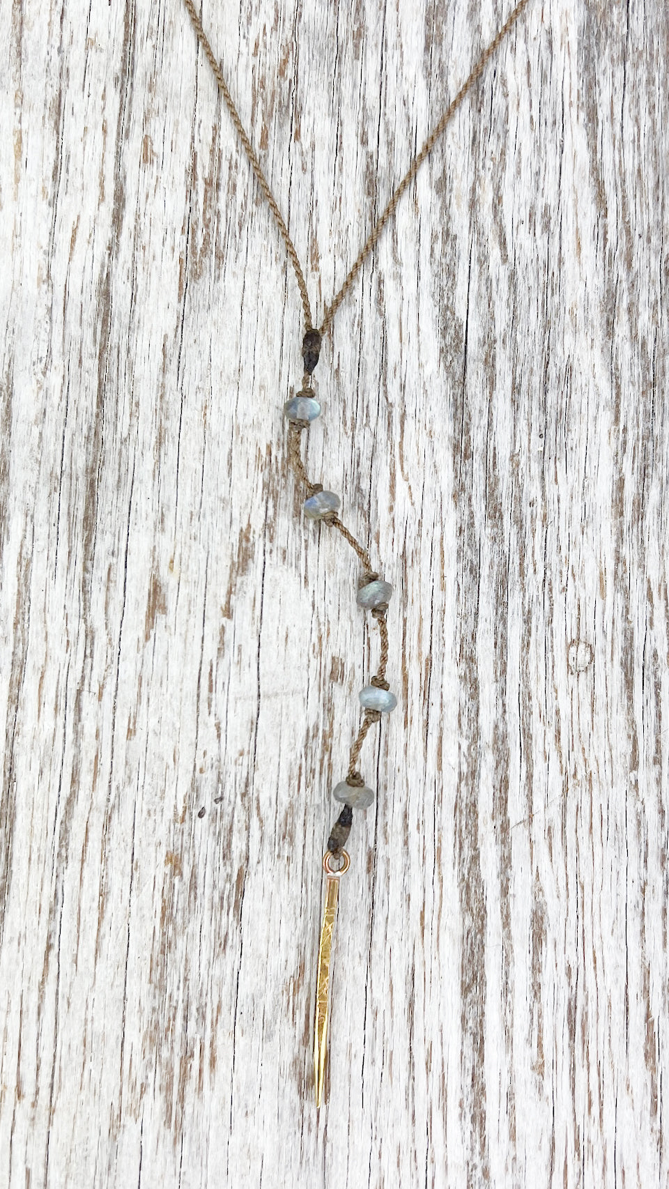 Y Necklace Petite-1786-Labradorite Faceted Rondelle