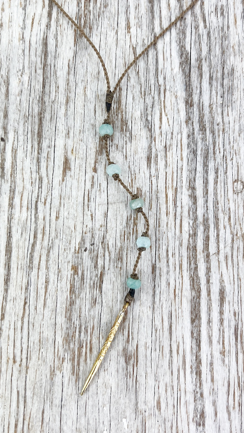 Y Necklace Petite-1072-Amazonite Faceted Rondelle