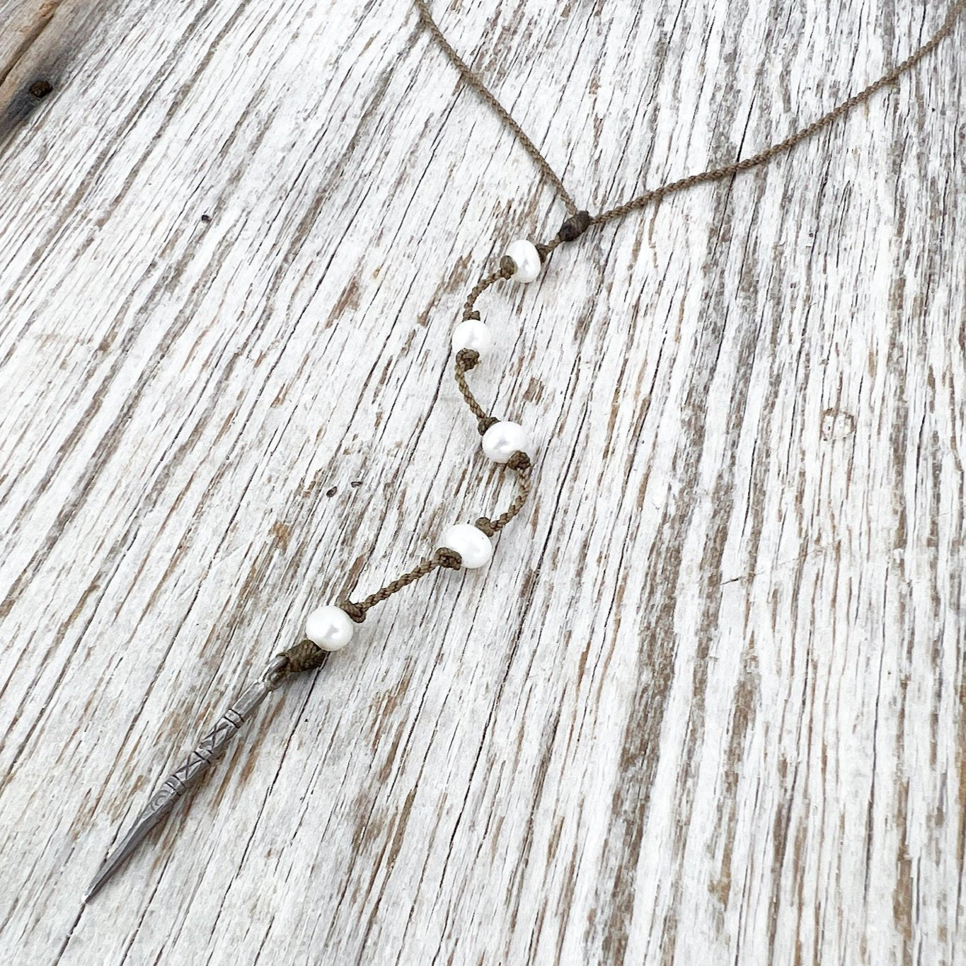 Y Necklace Petite-0032-White Pearl Oval Petite