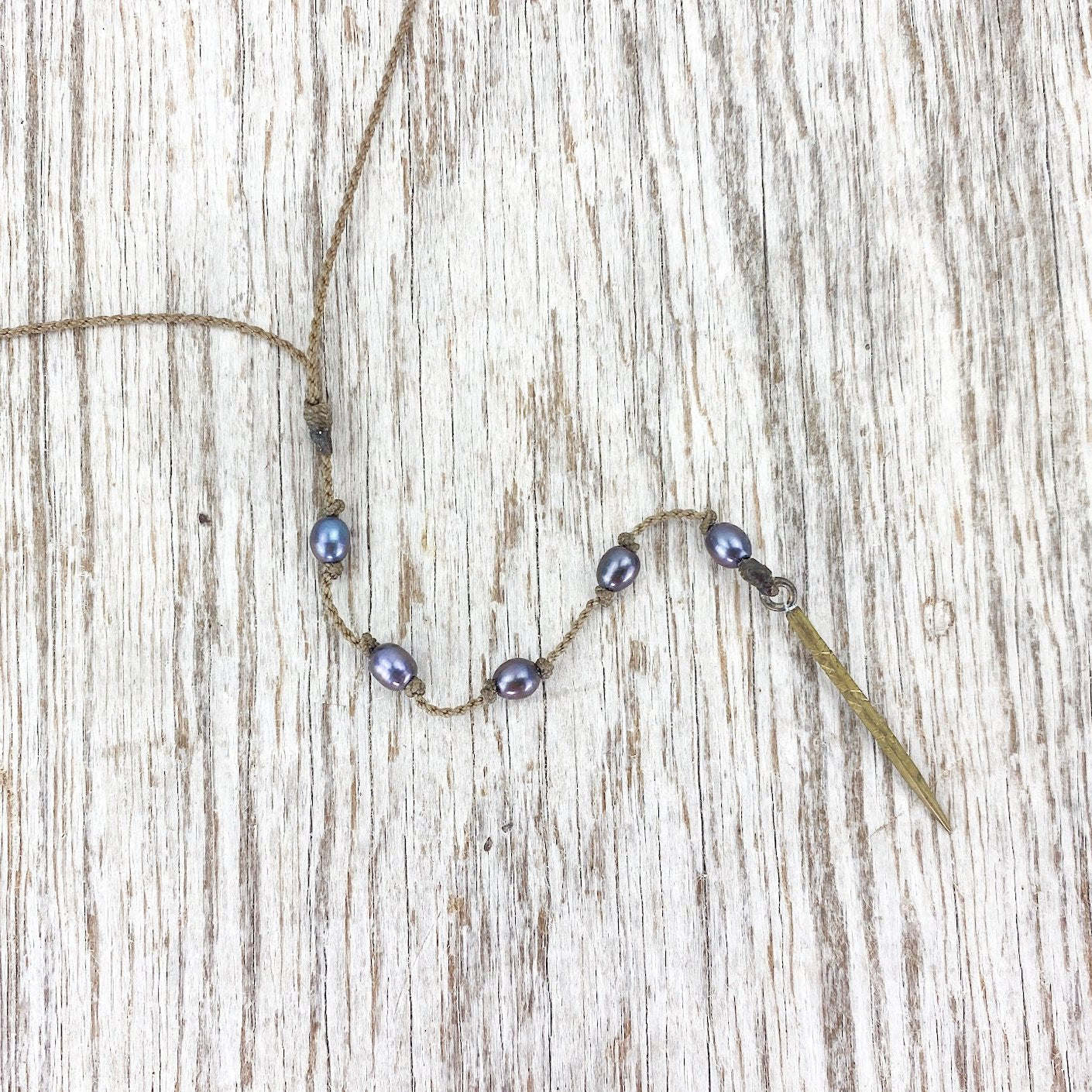 Y Necklace Petite-1451-Peacock Pearl Rice Petite