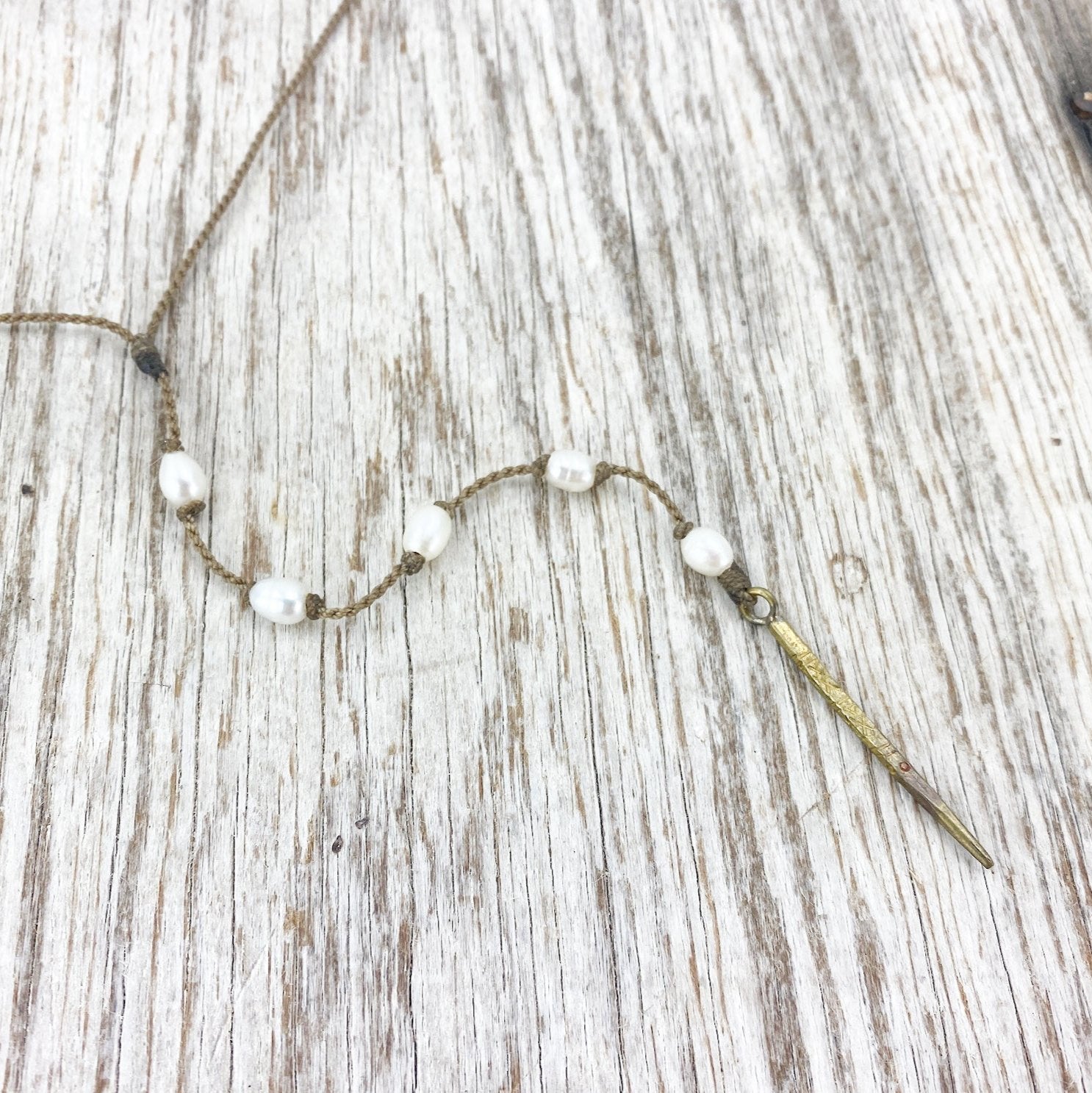 Y Necklace Petite-0040-White Pearl Rice Petite