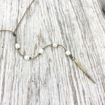 Y Necklace Petite-0040-White Pearl Rice Petite